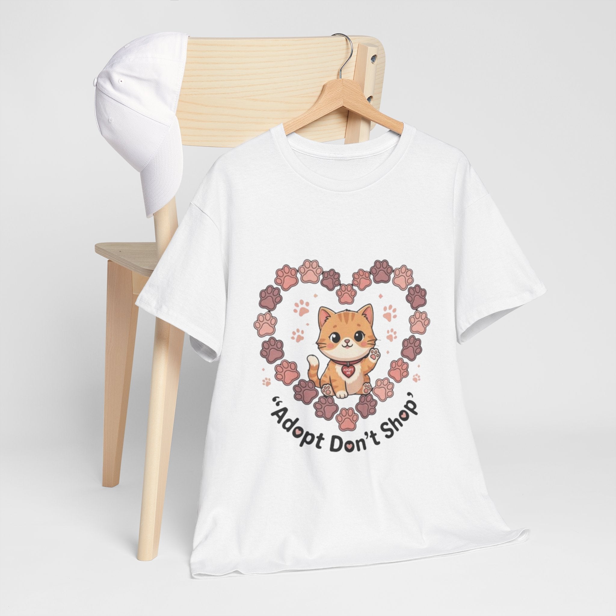 Adopt Don't Shop Cat Tee — Cute Rescue Cat Floral Heart Shirt
