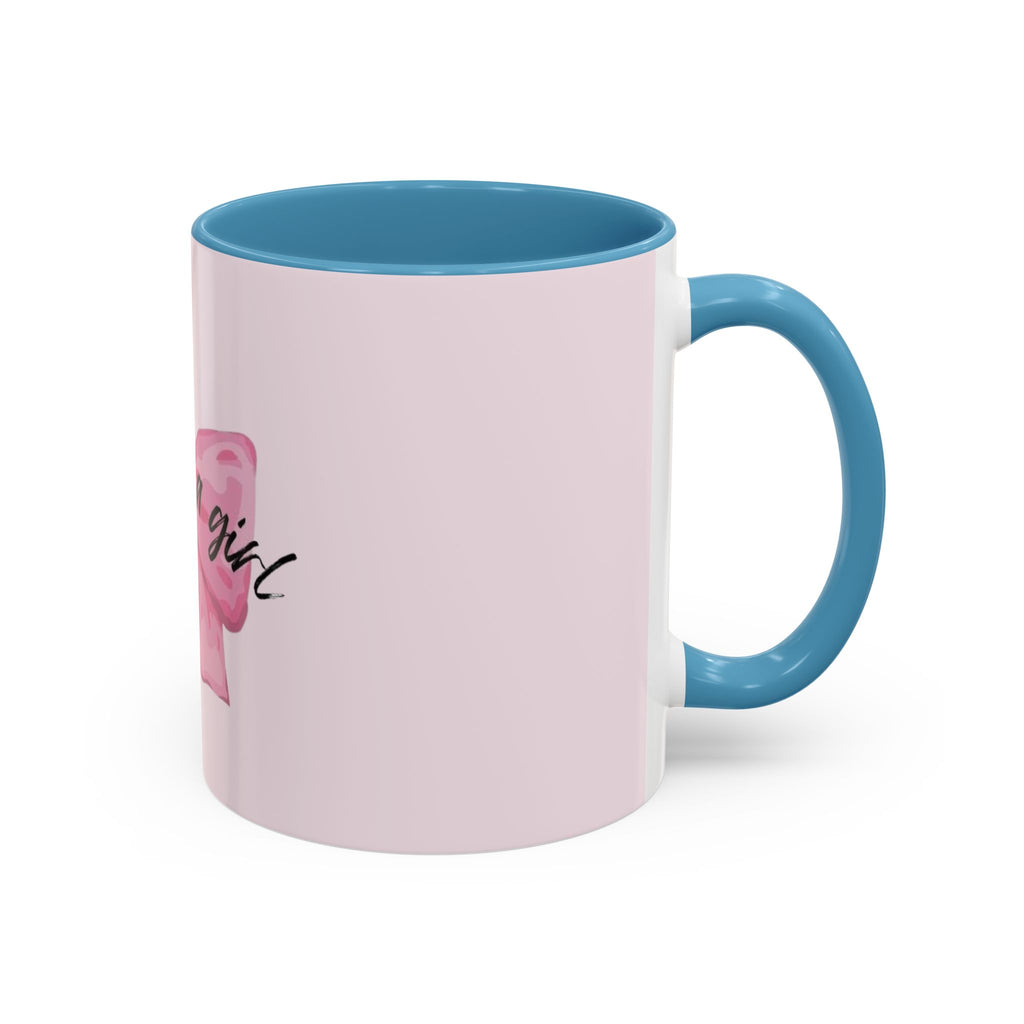 Pink Bow Accent Coffee Mug — "I'm Just a Girl" Cute Feminine Tea & Coffee Cup