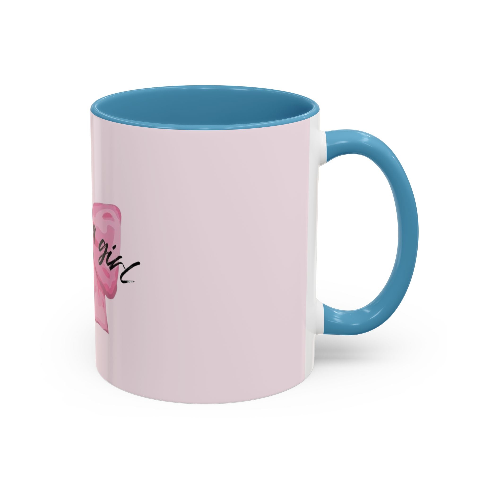Pink Bow Accent Coffee Mug — "I'm Just a Girl" Cute Feminine Tea & Coffee Cup