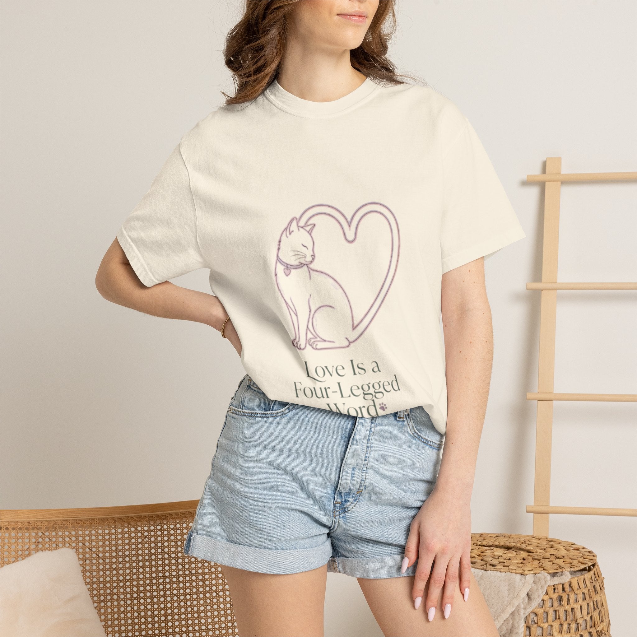 Cat Love T-Shirt — "Love Is a Four-Legged Word" Graphic Tee