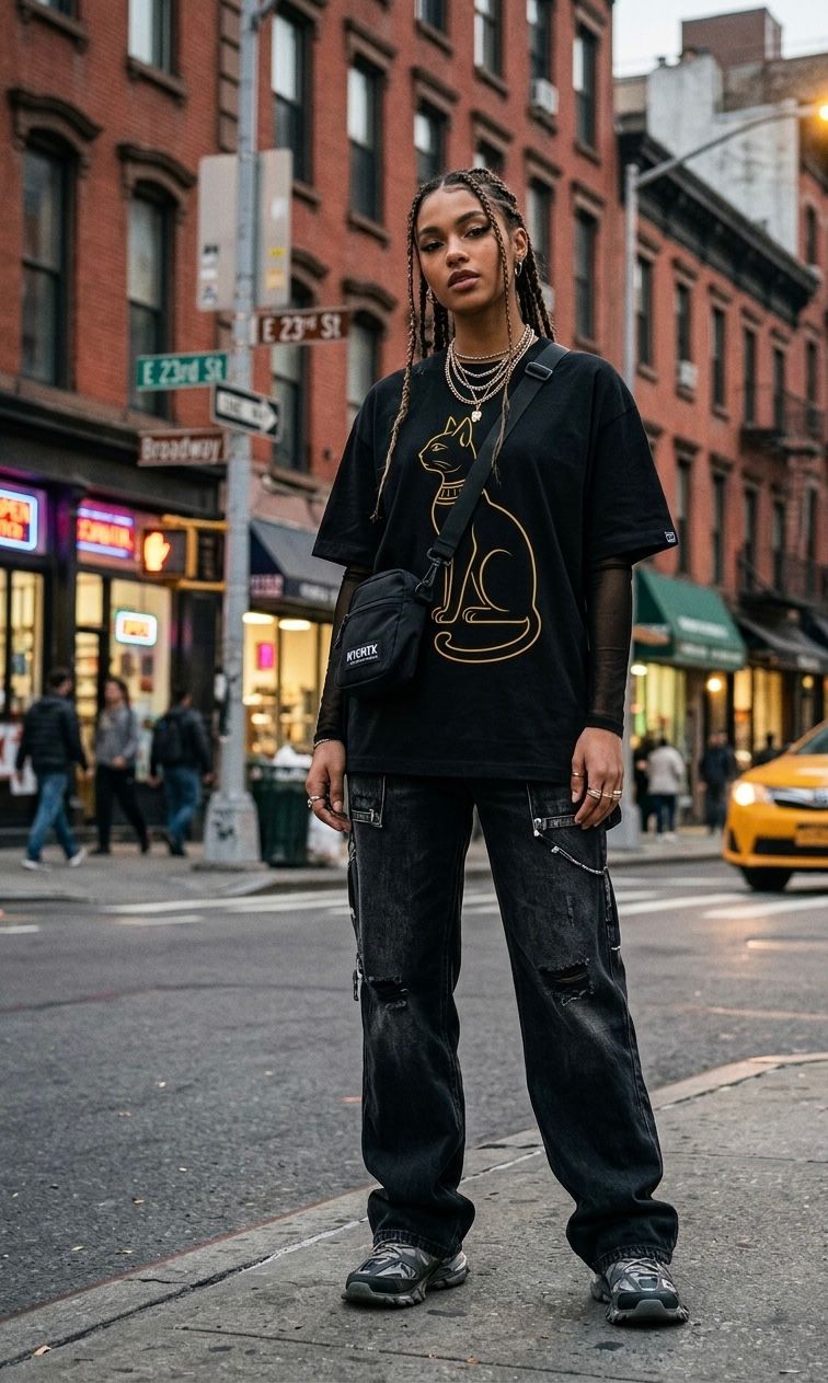 Egyptian Cat T-Shirt - Gold Line Art Feline Tee
