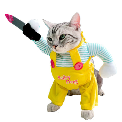 Creative Yellow Assassin Knife Cat Costume Clothing for Pets