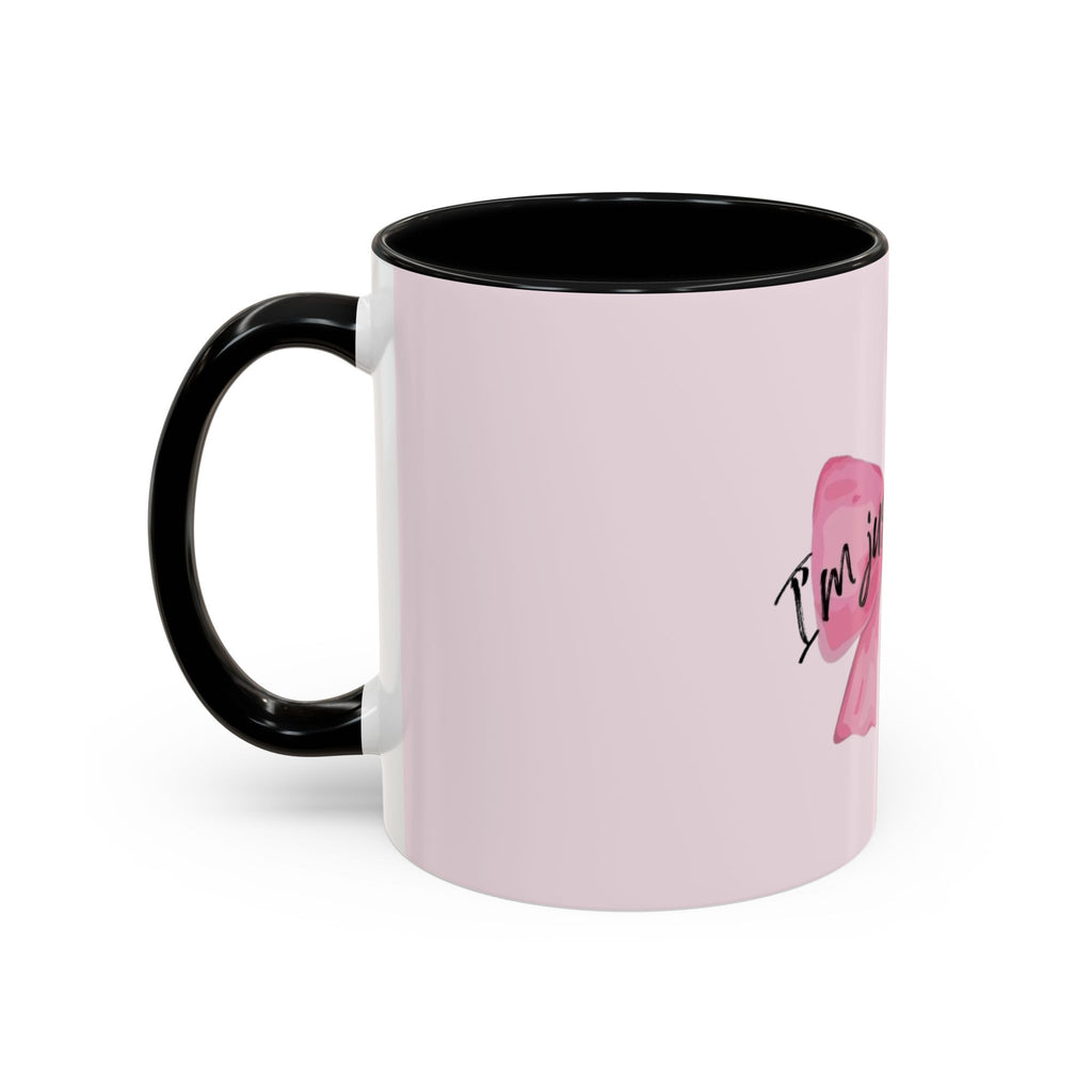 Pink Bow Accent Coffee Mug — "I'm Just a Girl" Cute Feminine Tea & Coffee Cup
