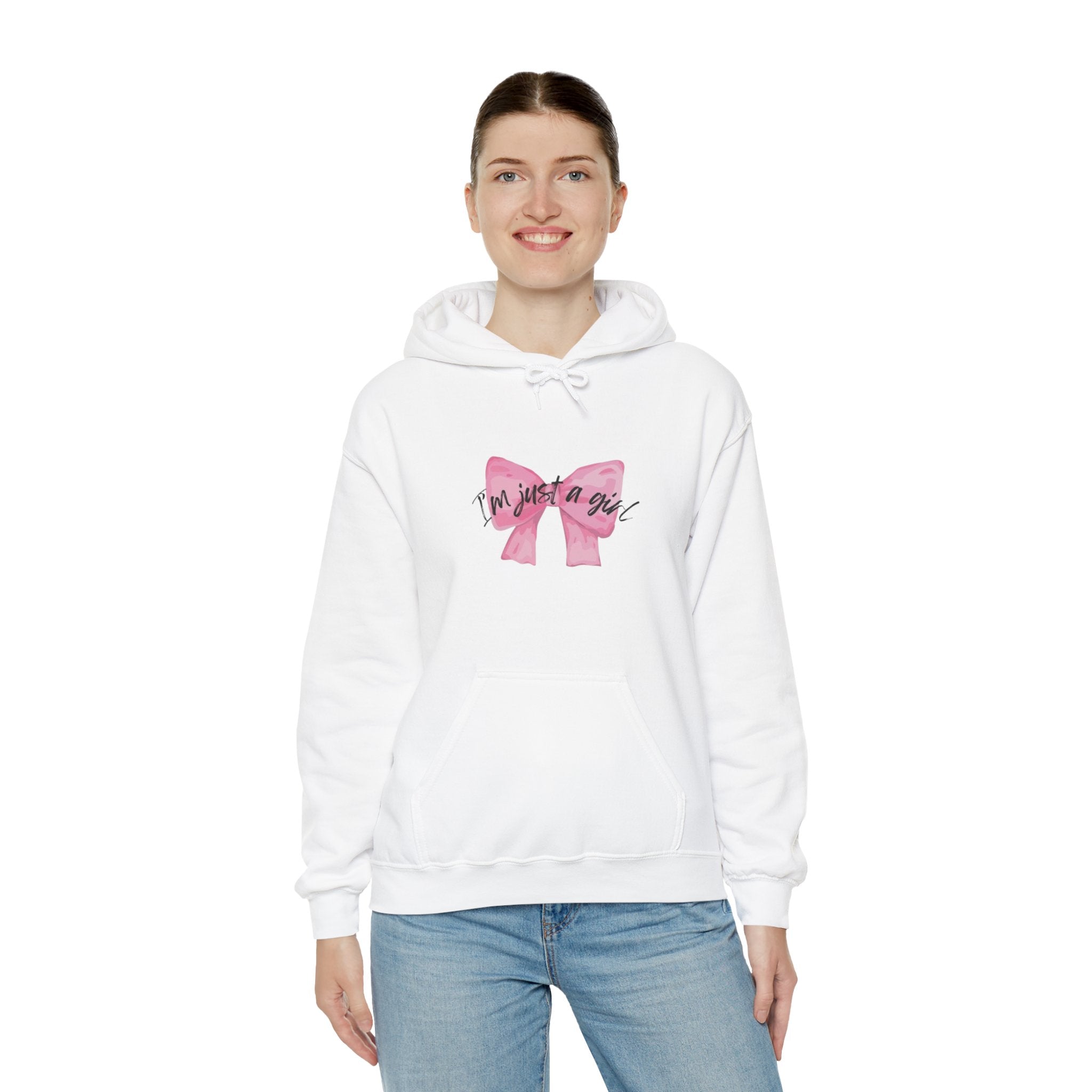 Hoodie — Pink Bow "I'm Just a Girl" Cozy Pullover