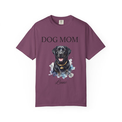 Dog Mom T‑Shirt with Custom Pet Portrait — Personalized Dog Mom Tee