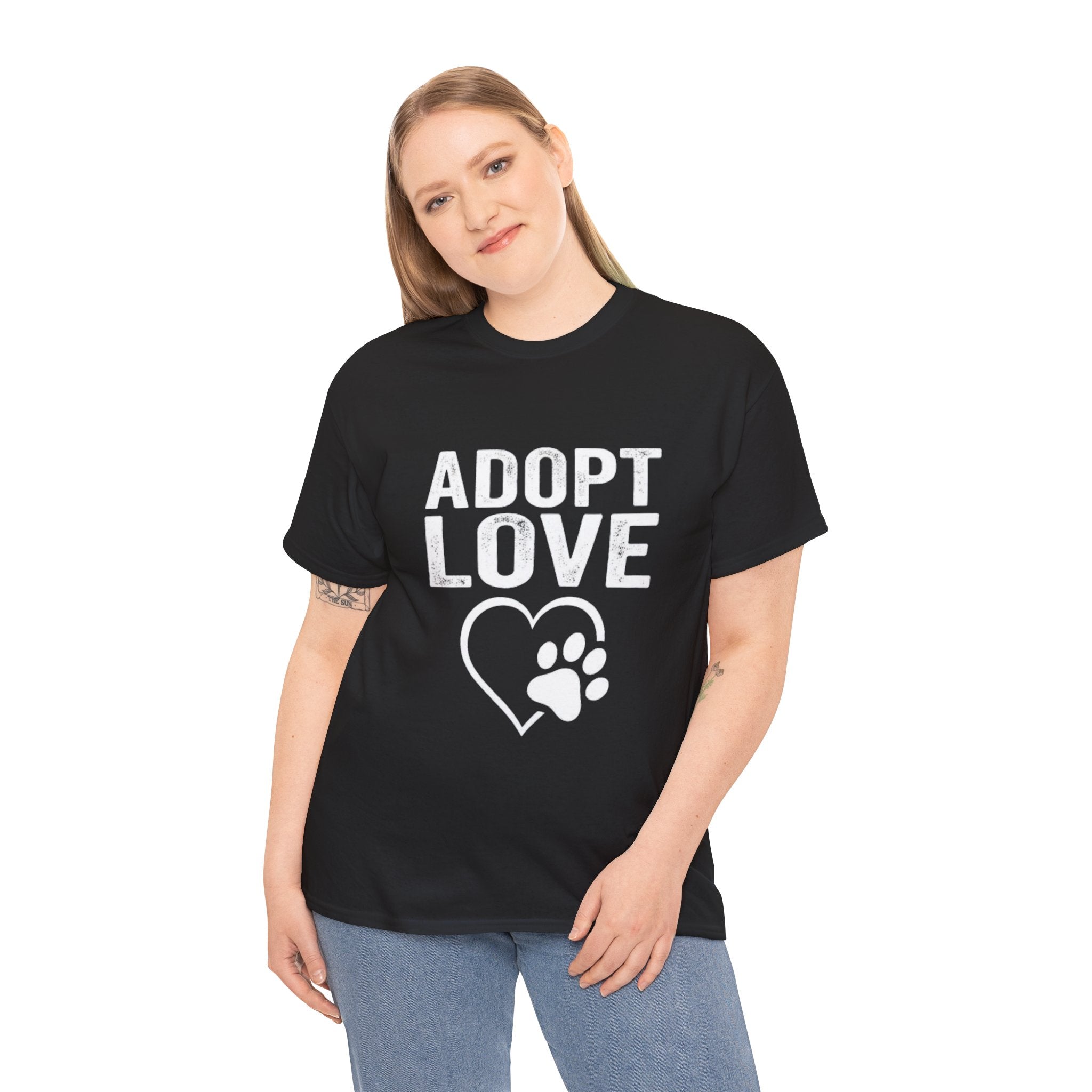 Adopt Love T-Shirt — Rescue Pet Paw Heart Tee for Animal Lovers