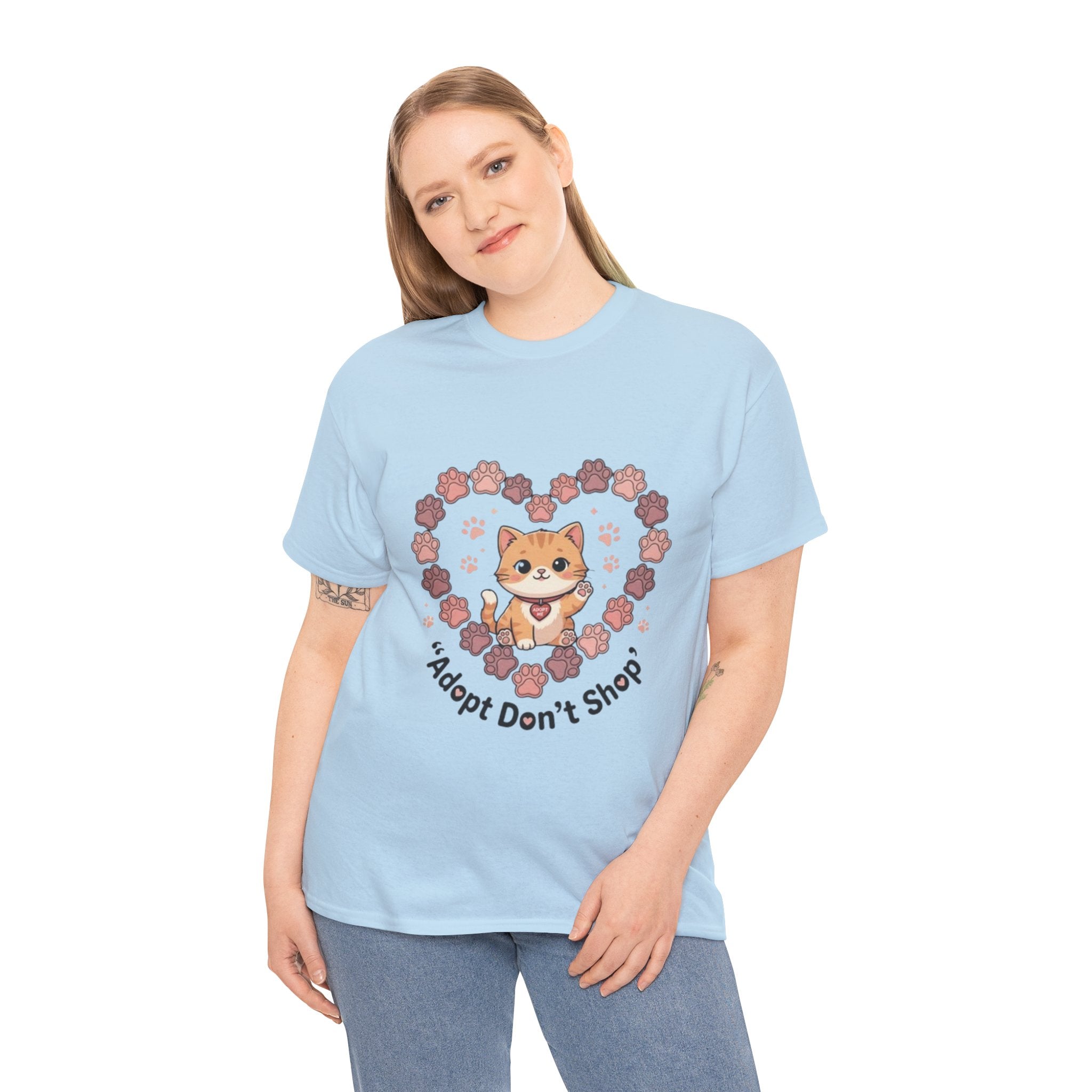 Adopt Don't Shop Cat Tee — Cute Rescue Cat Floral Heart Shirt