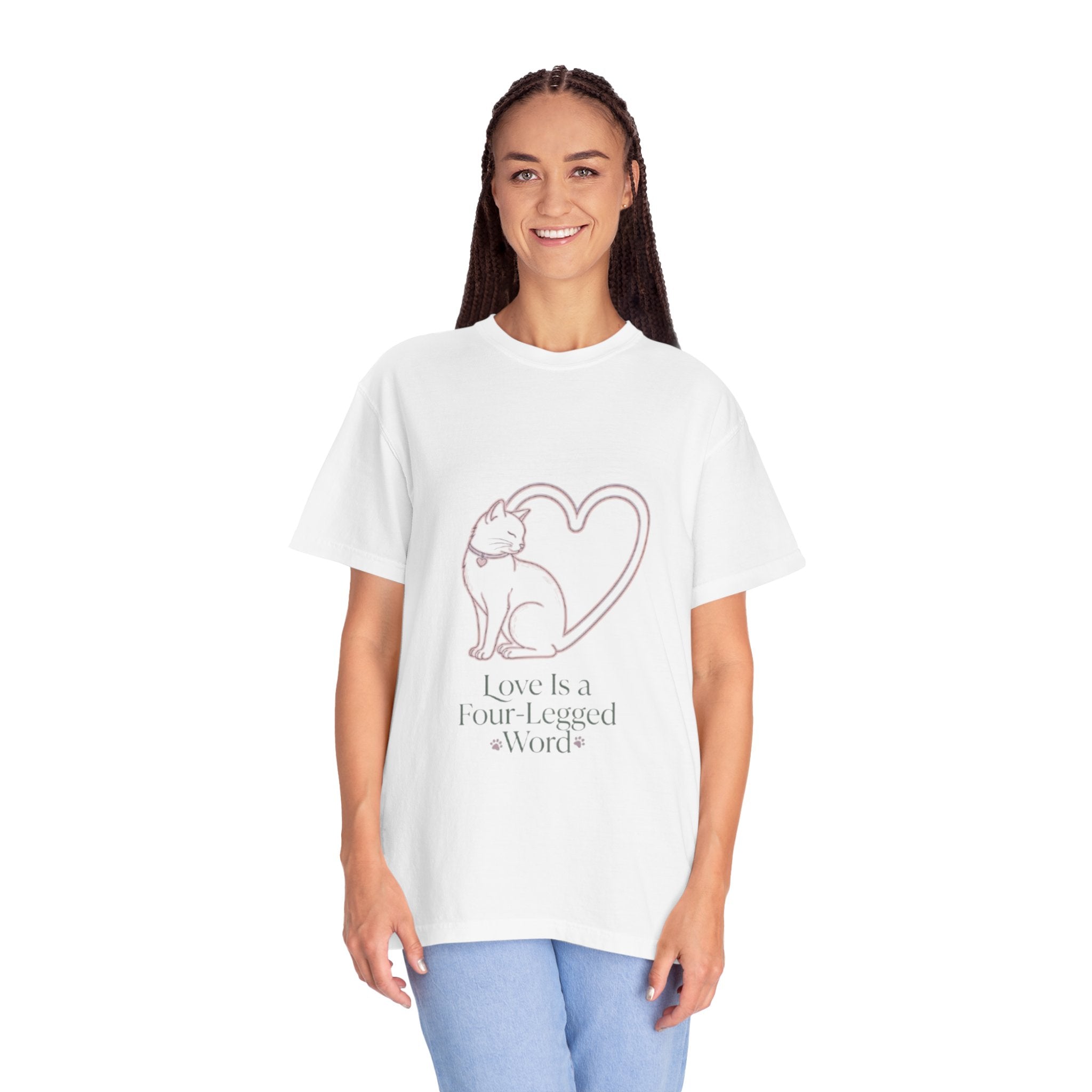 Cat Love T-Shirt — "Love Is a Four-Legged Word" Graphic Tee