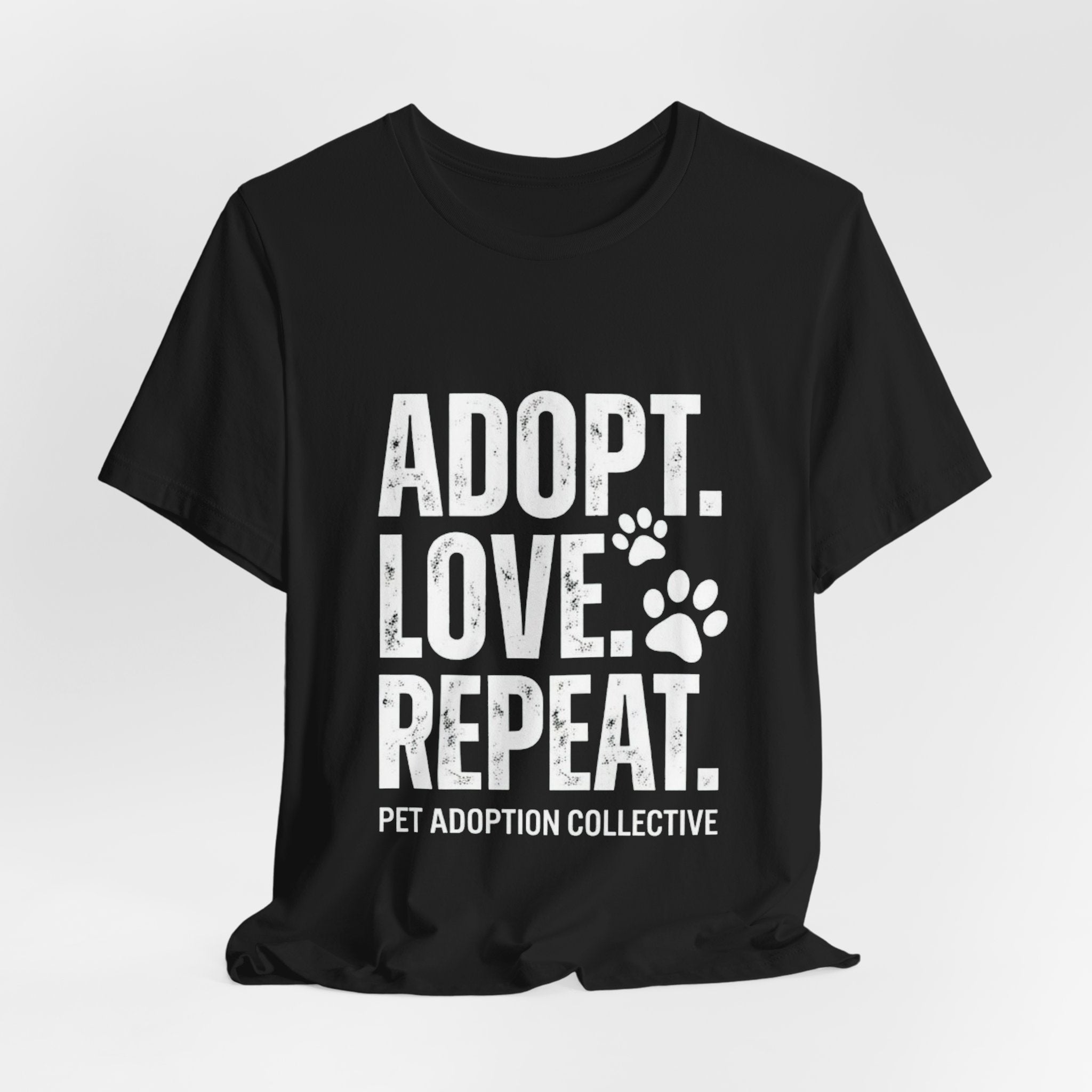 Adopt Love Repeat Tee – Pet Adoption Rescue Shirt with Paw Graphic