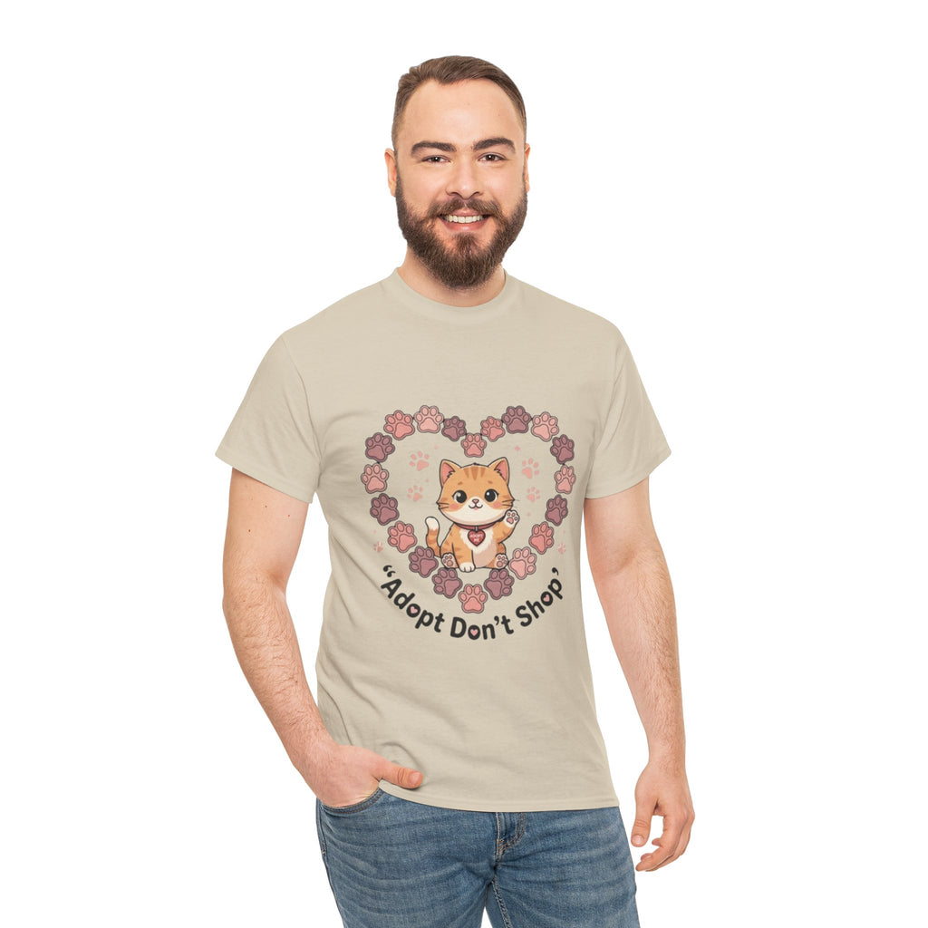 Adopt Don't Shop Cat Tee — Cute Rescue Cat Floral Heart Shirt