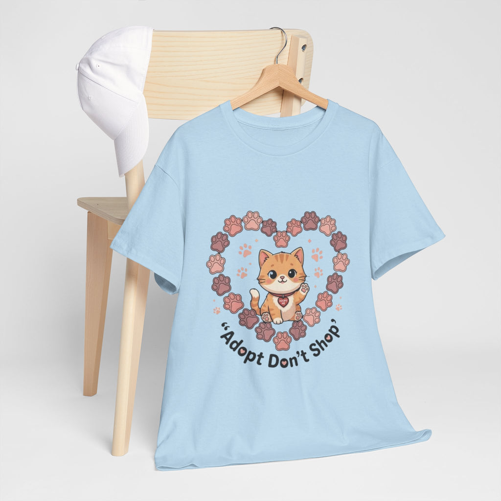 Adopt Don't Shop Cat Tee — Cute Rescue Cat Floral Heart Shirt