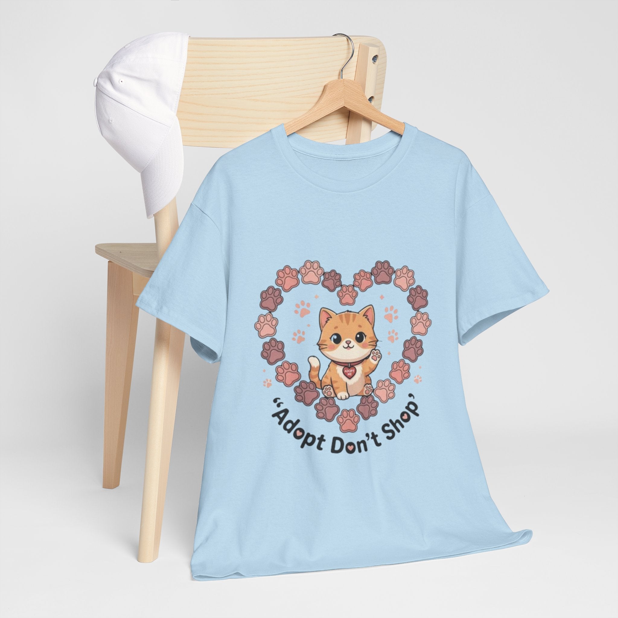 Adopt Don't Shop Cat Tee — Cute Rescue Cat Floral Heart Shirt