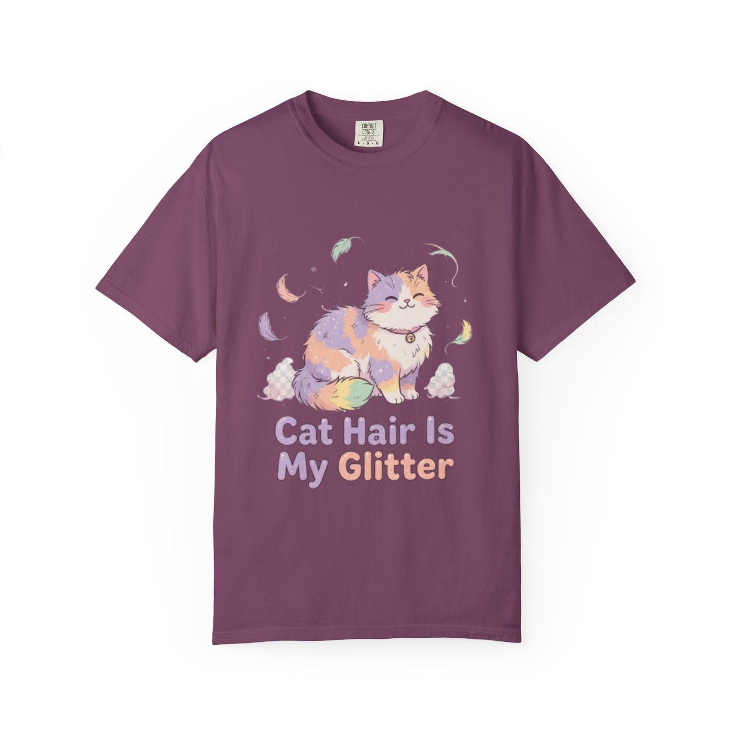 Cat Hair Is My Glitter T-Shirt — Cute Pastel Cat Graphic Tee for Cat Lovers