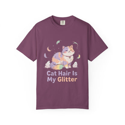 Cat Hair Is My Glitter T-Shirt — Cute Pastel Cat Graphic Tee for Cat Lovers