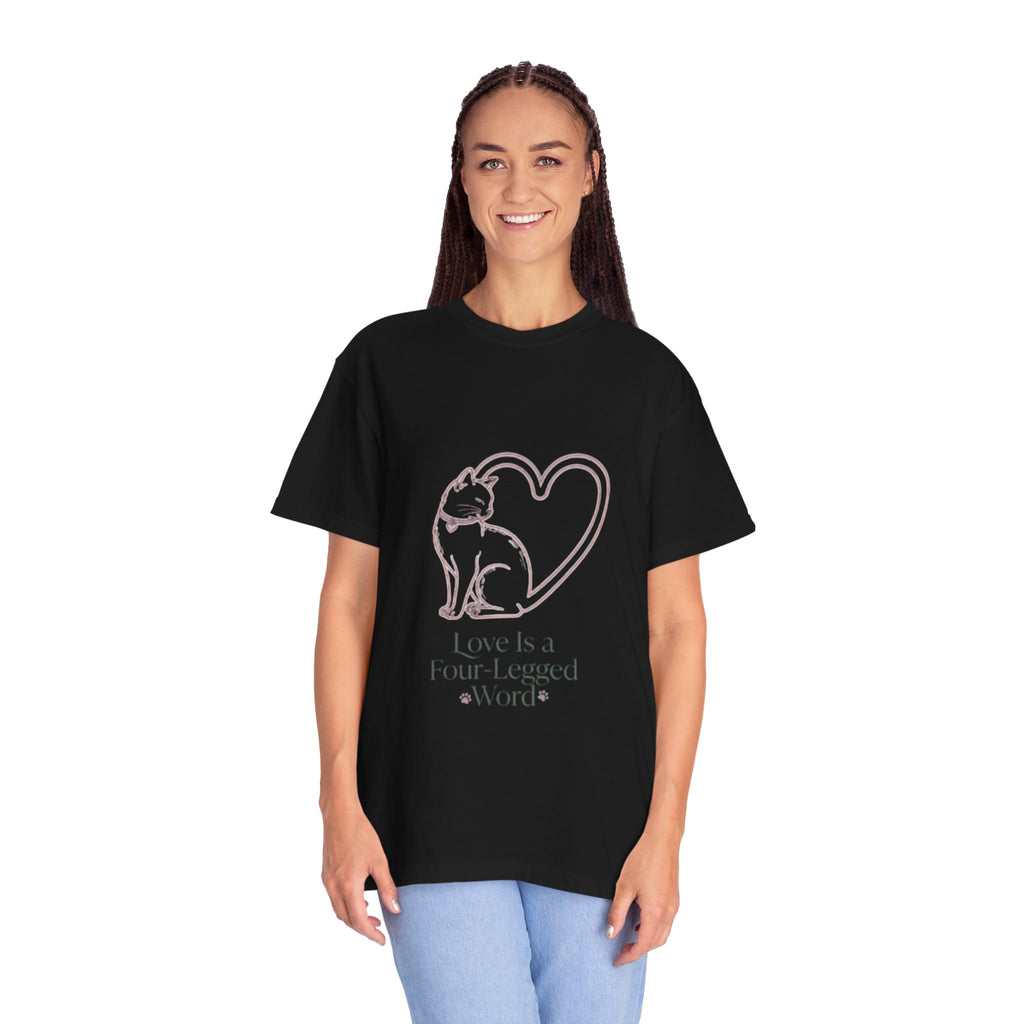 Cat Love T-Shirt — "Love Is a Four-Legged Word" Graphic Tee