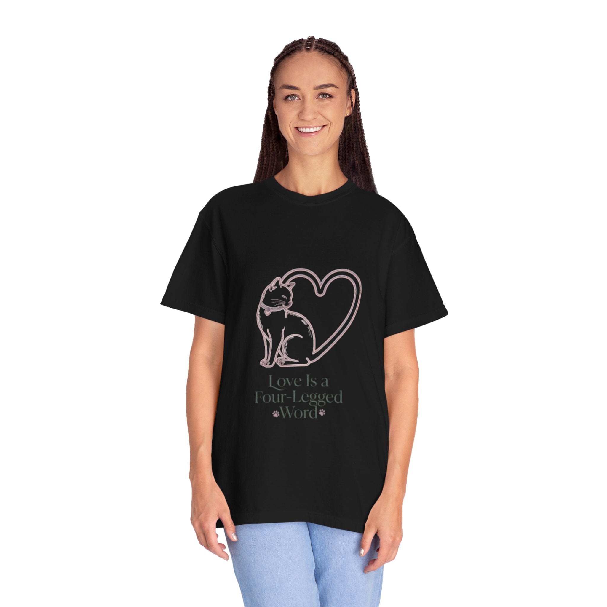 Cat Love T-Shirt — "Love Is a Four-Legged Word" Graphic Tee