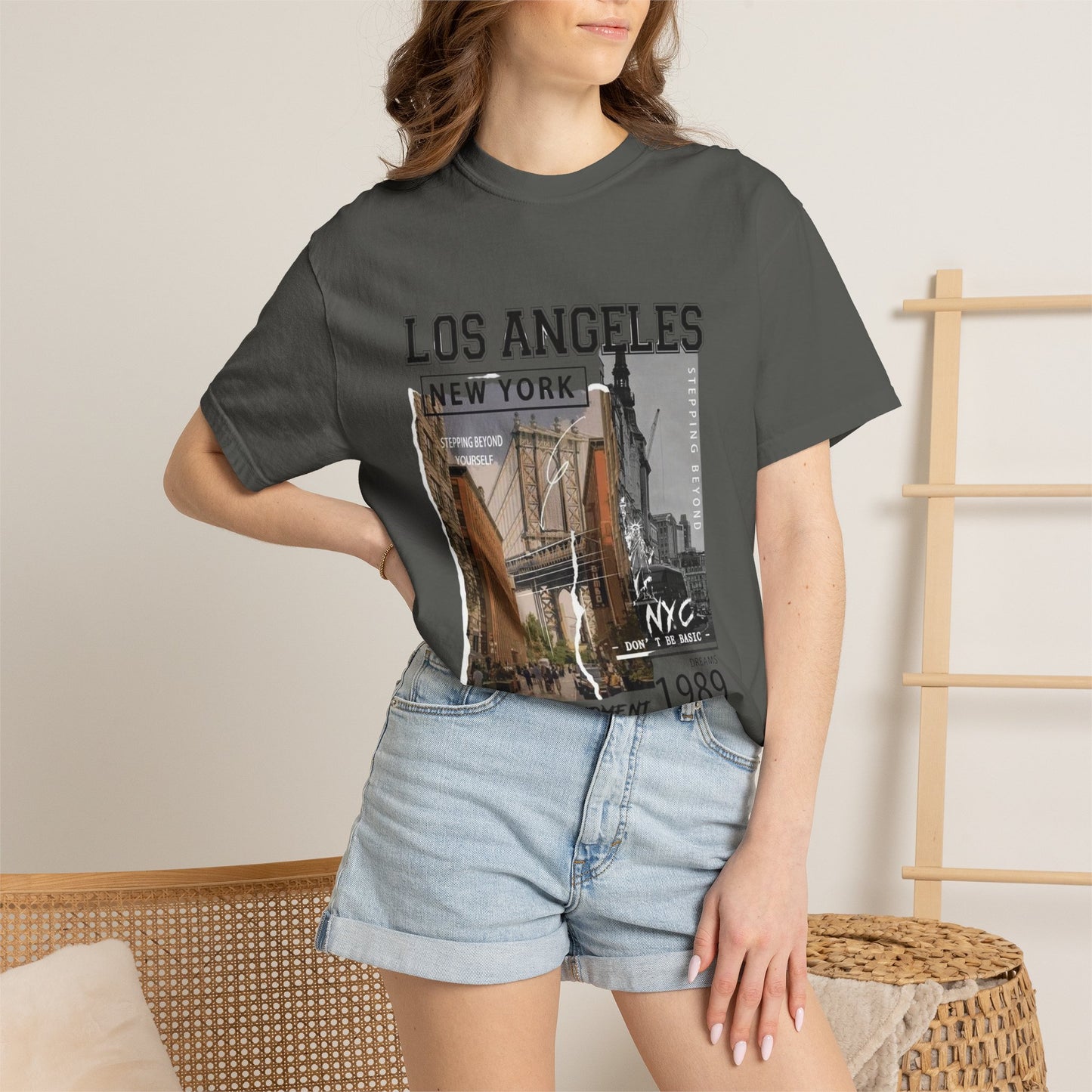 Los Angeles New York Vintage Photo Graphic T-Shirt — 'Enjoy the Moment' City Travel Tee