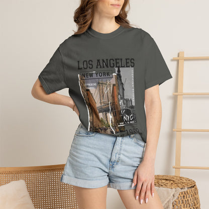 Los Angeles New York Vintage Photo Graphic T-Shirt — 'Enjoy the Moment' City Travel Tee