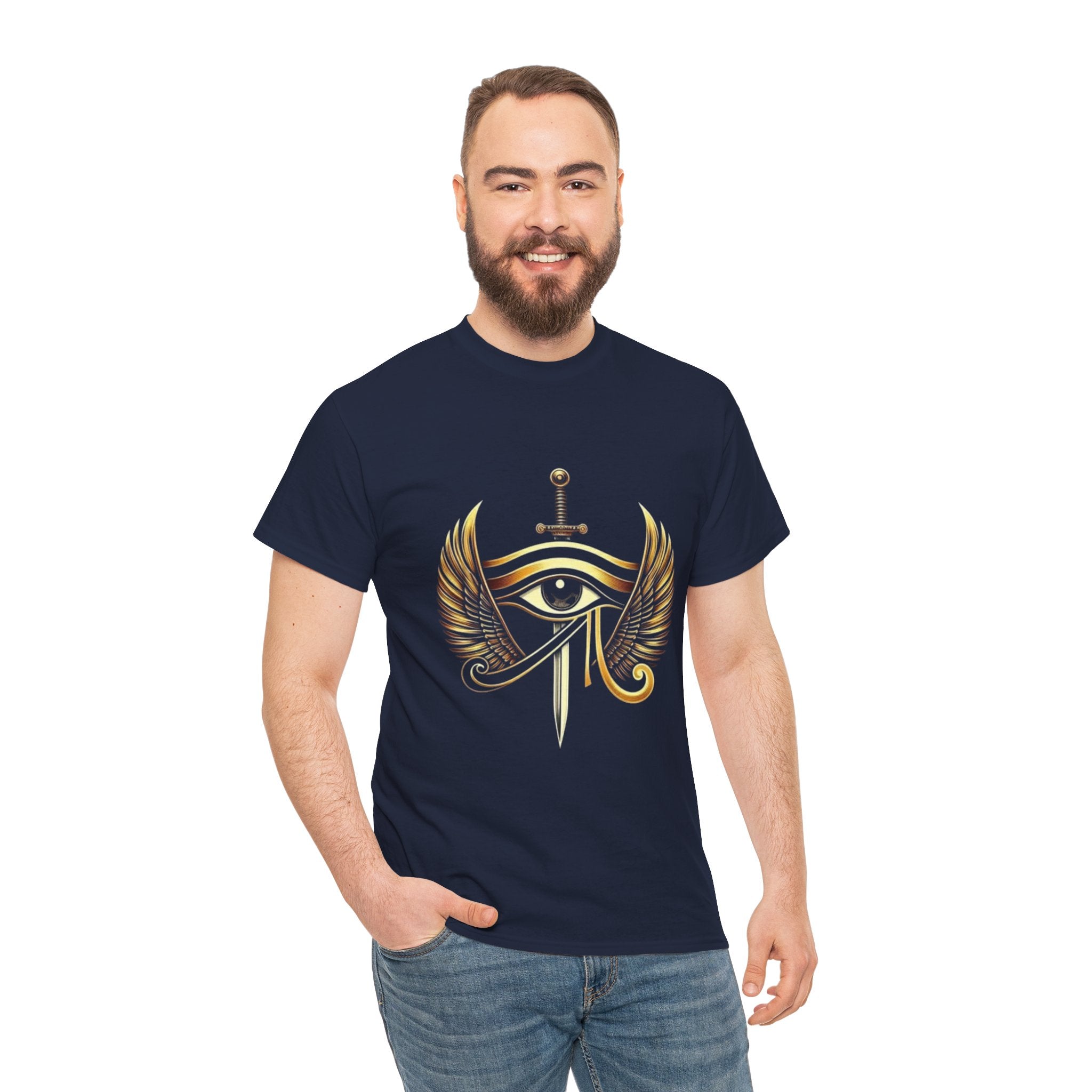 Eye of Horus Sword T‑Shirt — Egyptian Symbol Tee with Winged Eye Design