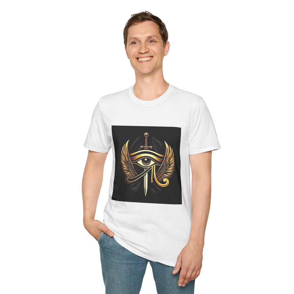 Eye of Horus Sword T-Shirt — Gold Winged Egyptian Symbol Tee