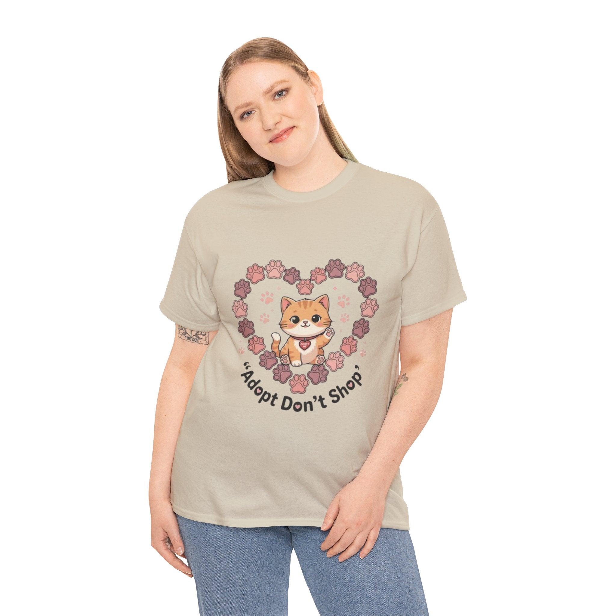 Adopt Don't Shop Cat Tee — Cute Rescue Cat Floral Heart Shirt