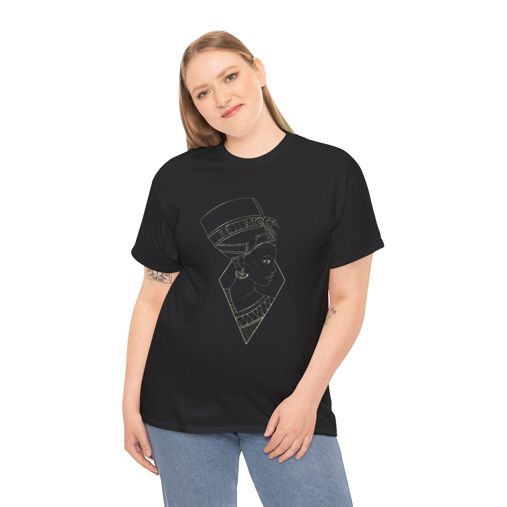 Nefertiti Line Art Tee — Minimal Egyptian Queen Graphic T-Shirt
