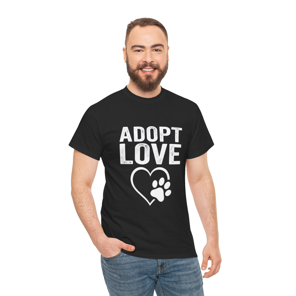 Adopt Love T-Shirt — Rescue Pet Paw Heart Tee for Animal Lovers