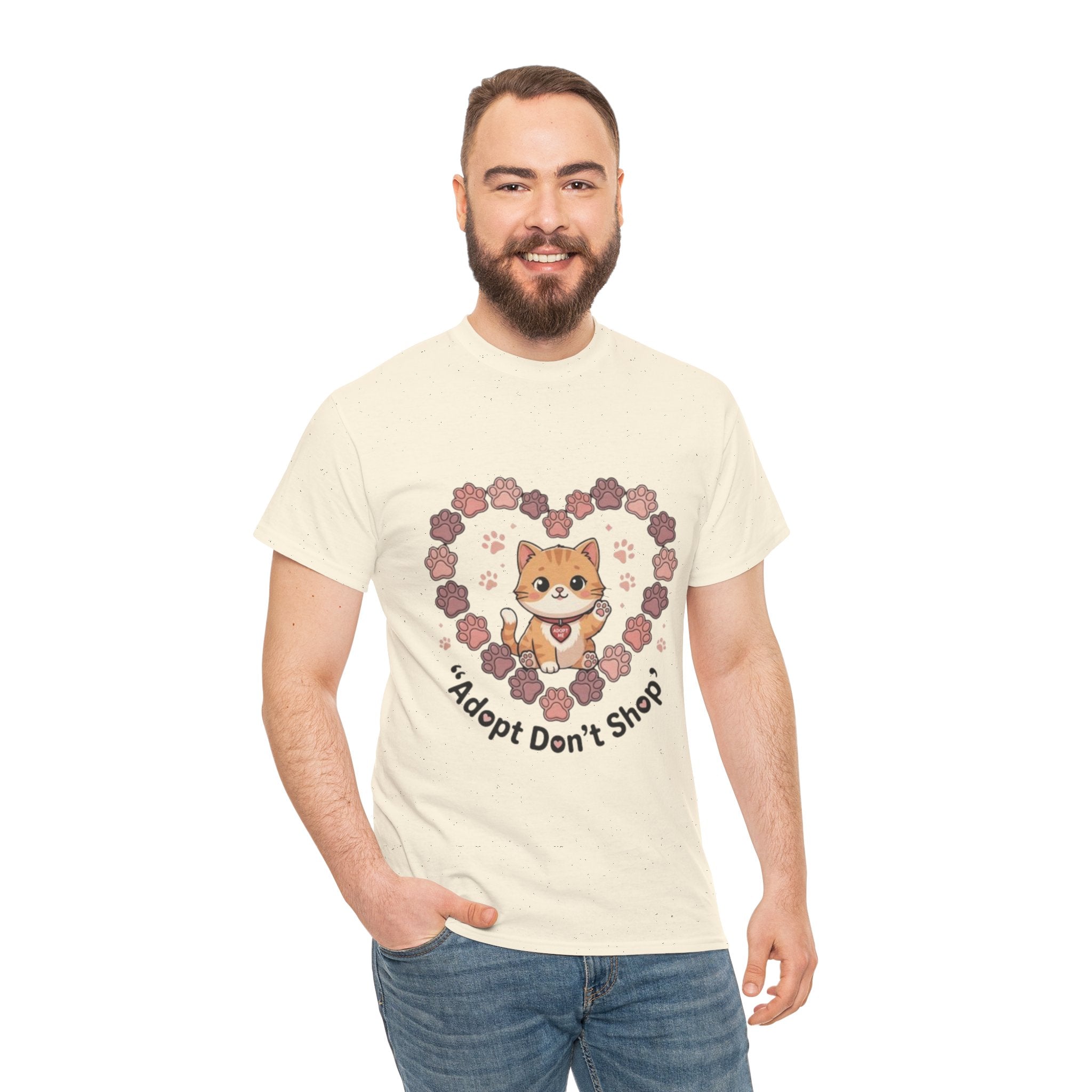 Adopt Don't Shop Cat Tee — Cute Rescue Cat Floral Heart Shirt