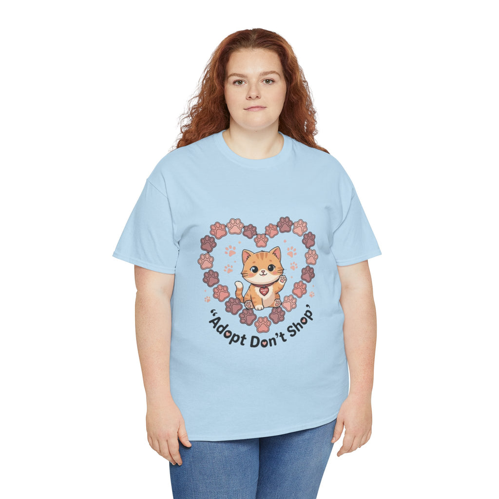 Adopt Don't Shop Cat Tee — Cute Rescue Cat Floral Heart Shirt