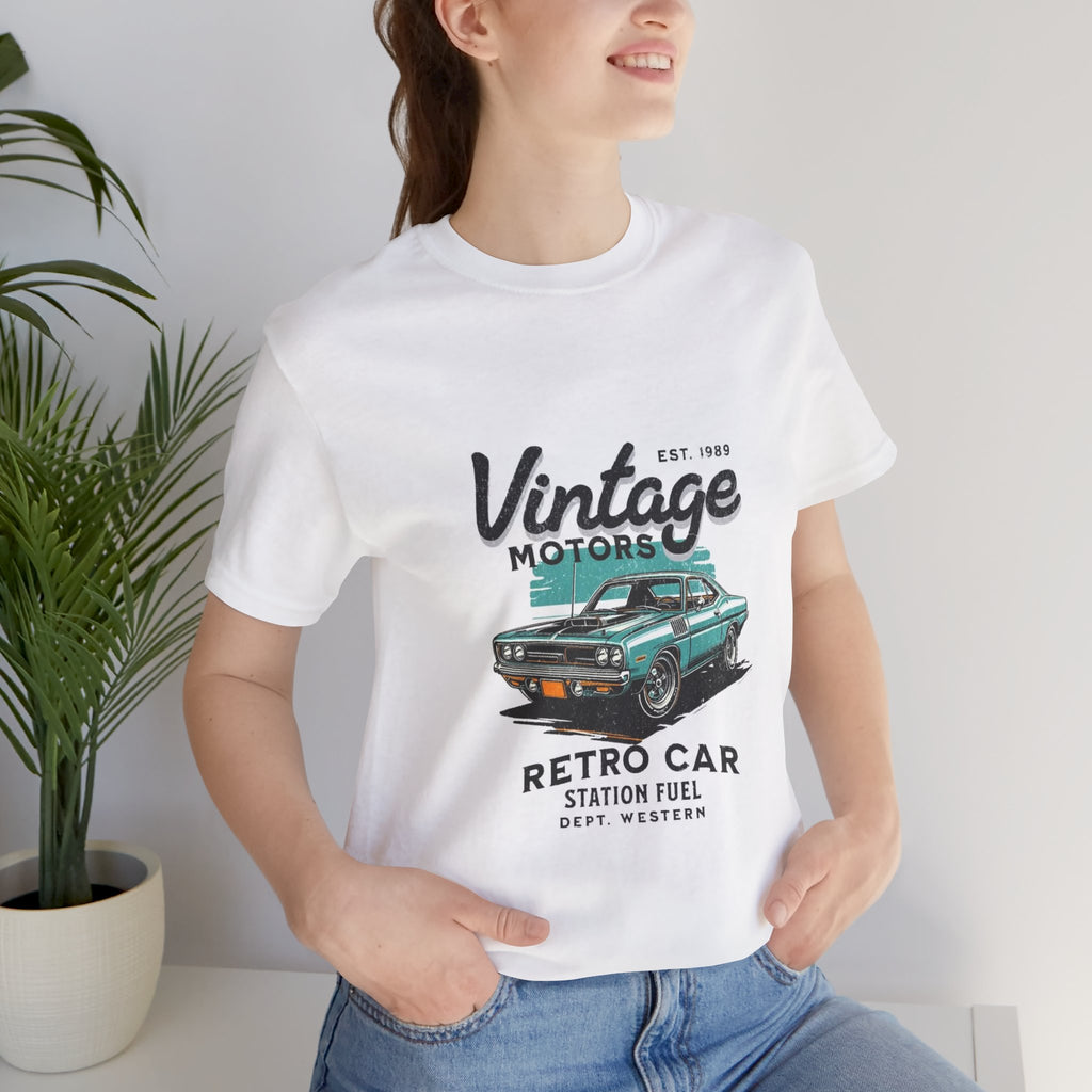 Vintage Motors Retro Car Tee — "Retro Car Station Fuel" Graphic T-Shirt