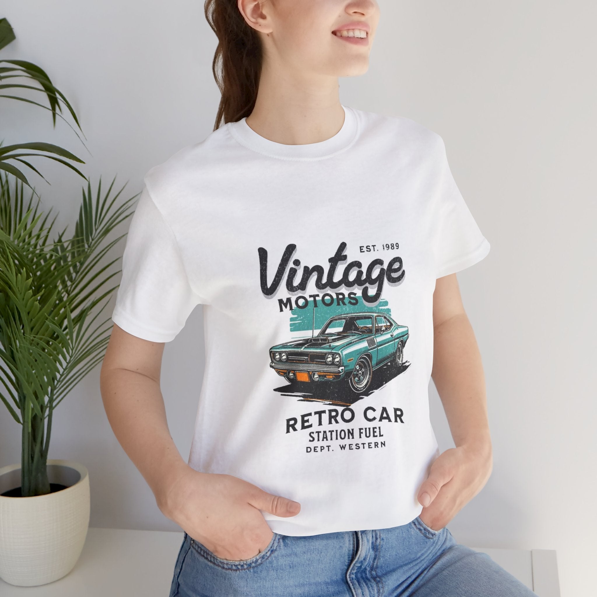 Vintage Motors Retro Car Tee — "Retro Car Station Fuel" Graphic T-Shirt