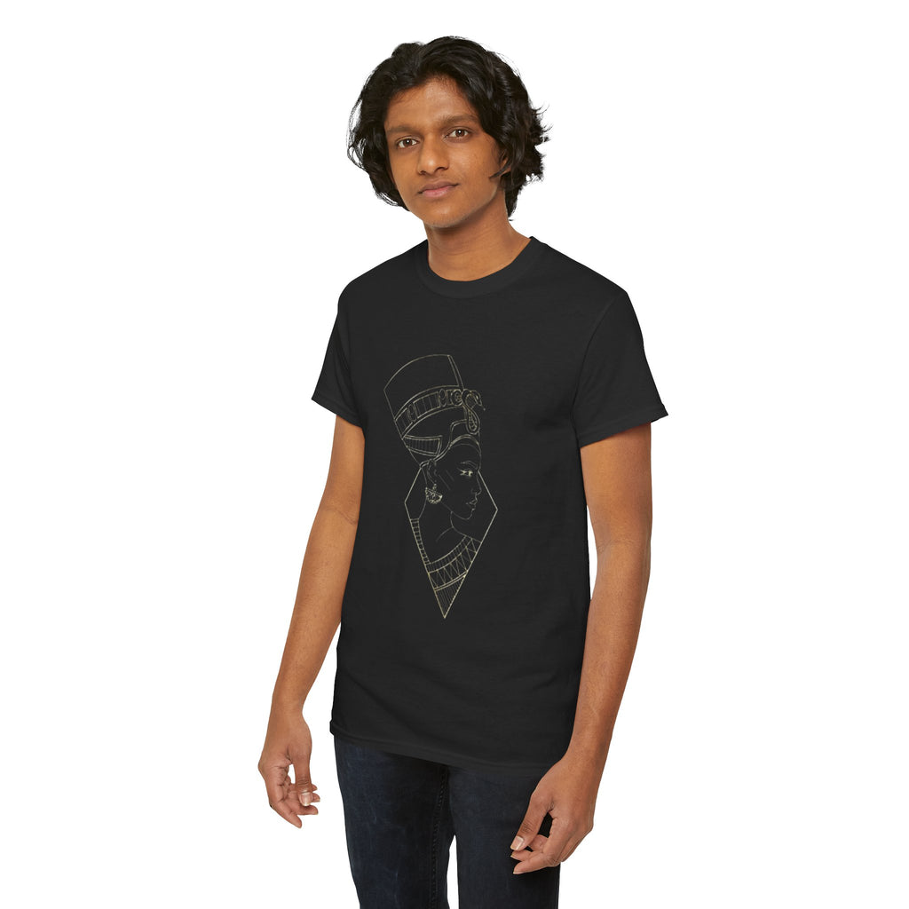Nefertiti Line Art Tee — Minimal Egyptian Queen Graphic T-Shirt