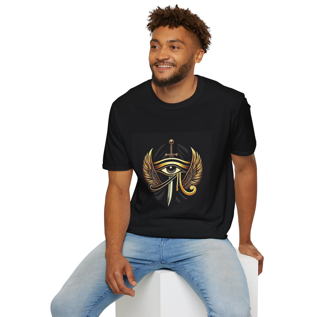 Eye of Horus Sword T-Shirt — Gold Winged Egyptian Symbol Tee