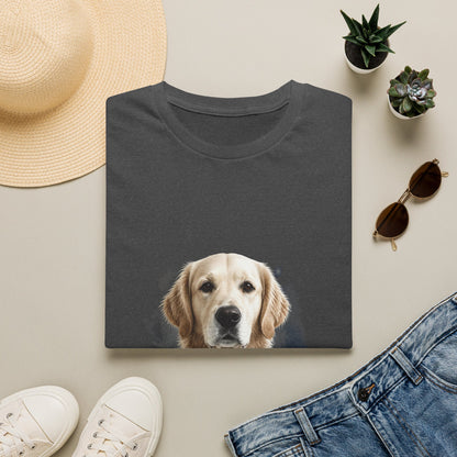 T-Shirt — Personalized Golden Retriever Portrait Tee (Name: "Charlie")