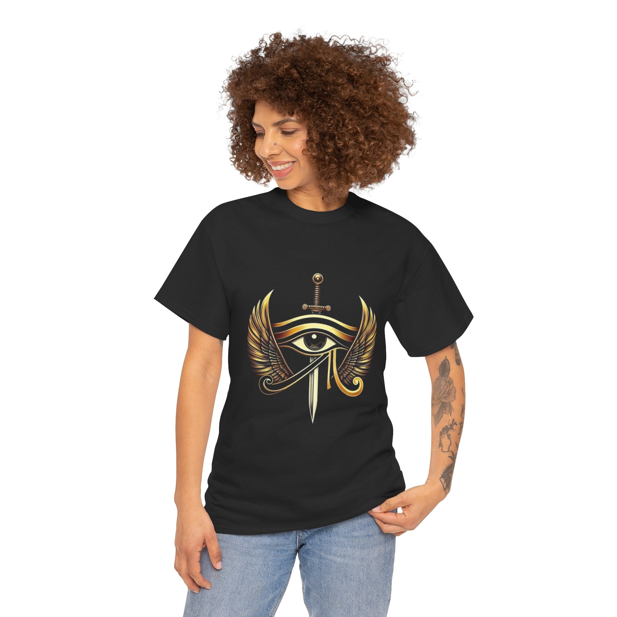Eye of Horus Sword T‑Shirt — Egyptian Symbol Tee with Winged Eye Design