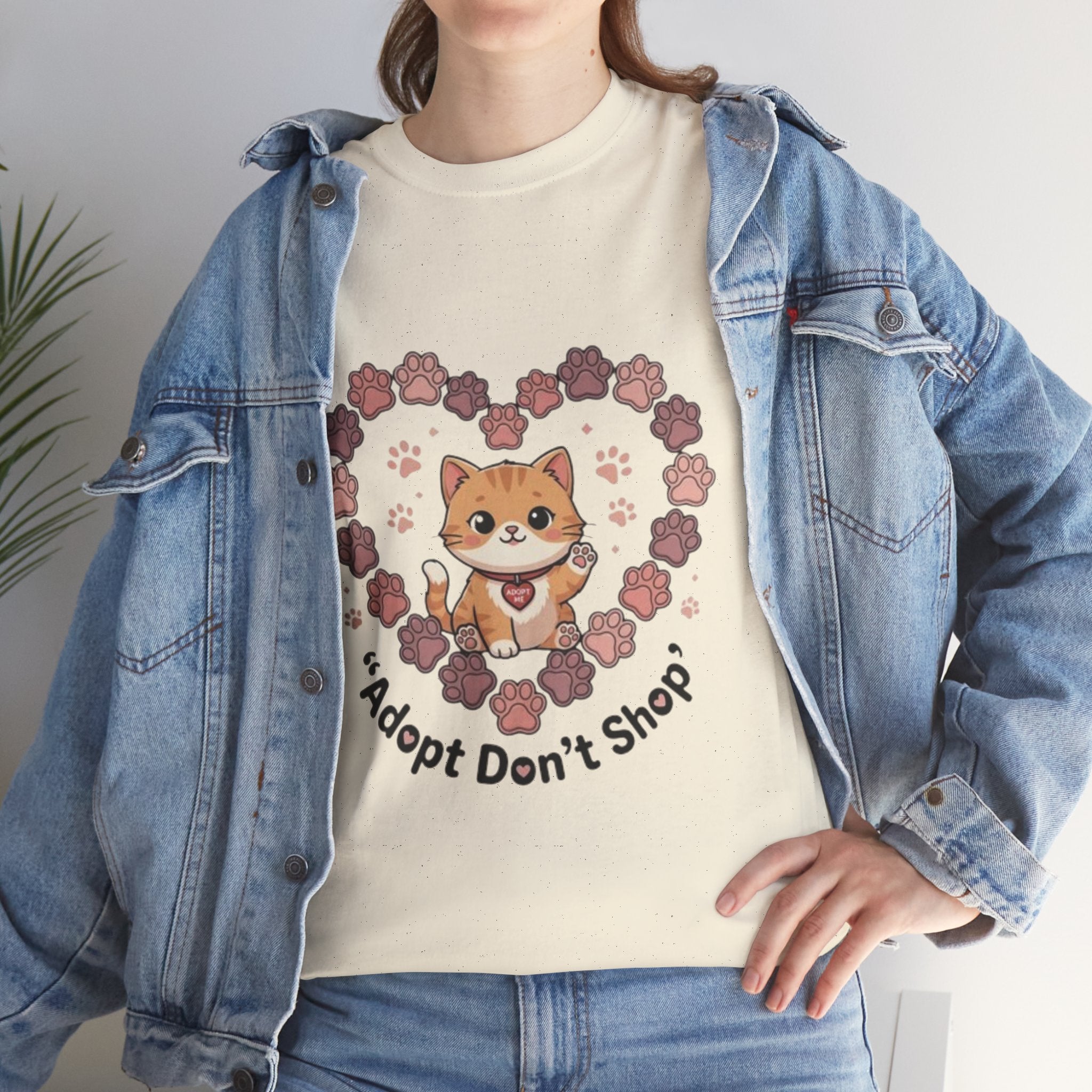 Adopt Don't Shop Cat Tee — Cute Rescue Cat Floral Heart Shirt