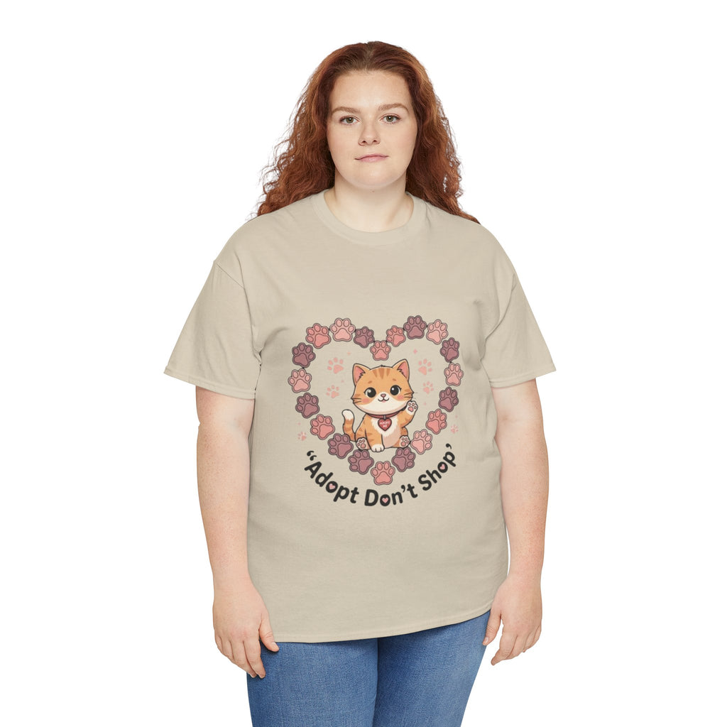 Adopt Don't Shop Cat Tee — Cute Rescue Cat Floral Heart Shirt