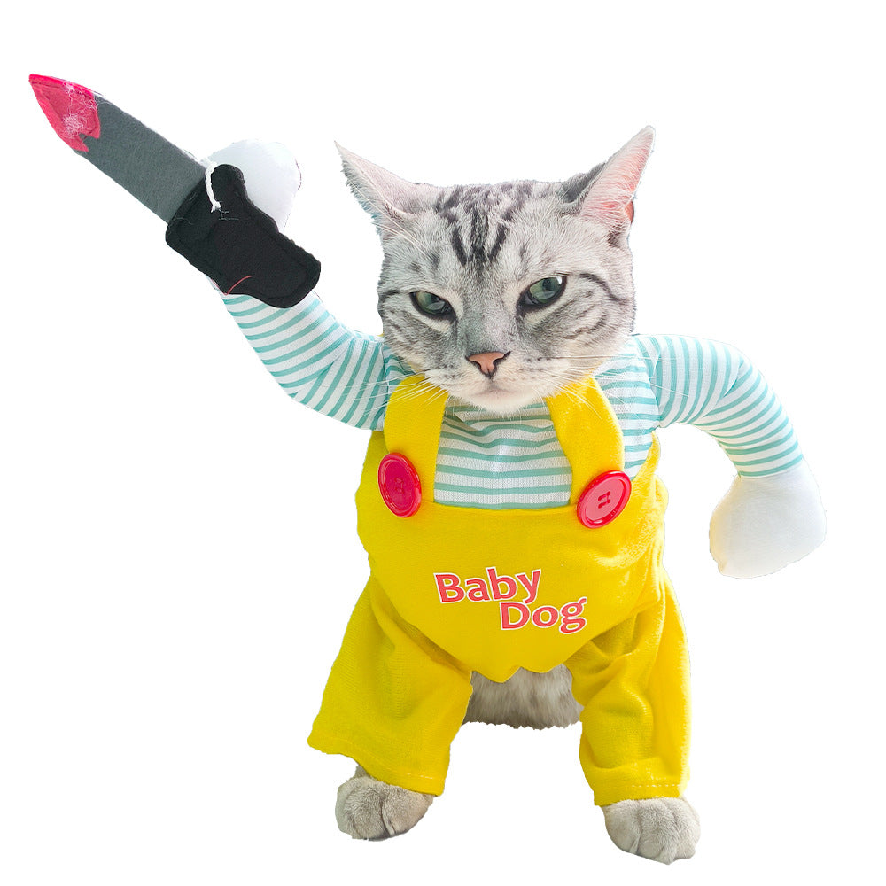 Creative Yellow Assassin Knife Cat Costume Clothing for Pets
