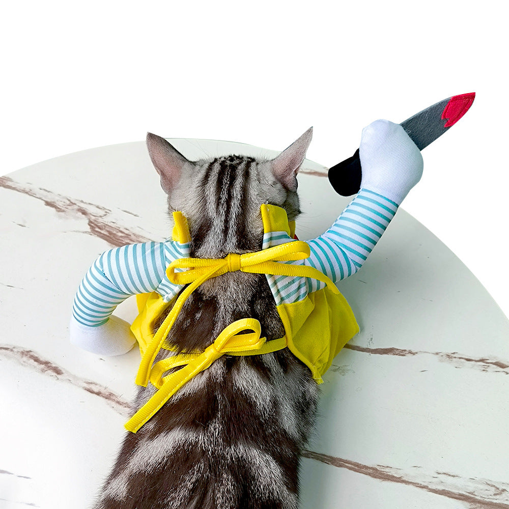 Creative Yellow Assassin Knife Cat Costume Clothing for Pets