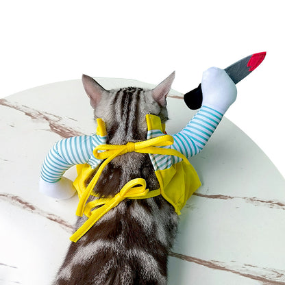 Creative Yellow Assassin Knife Cat Costume Clothing for Pets