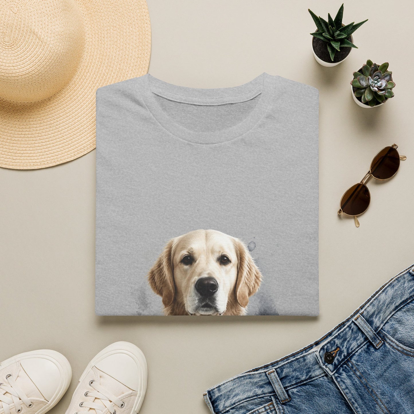 T-Shirt — Personalized Golden Retriever Portrait Tee (Name: "Charlie")