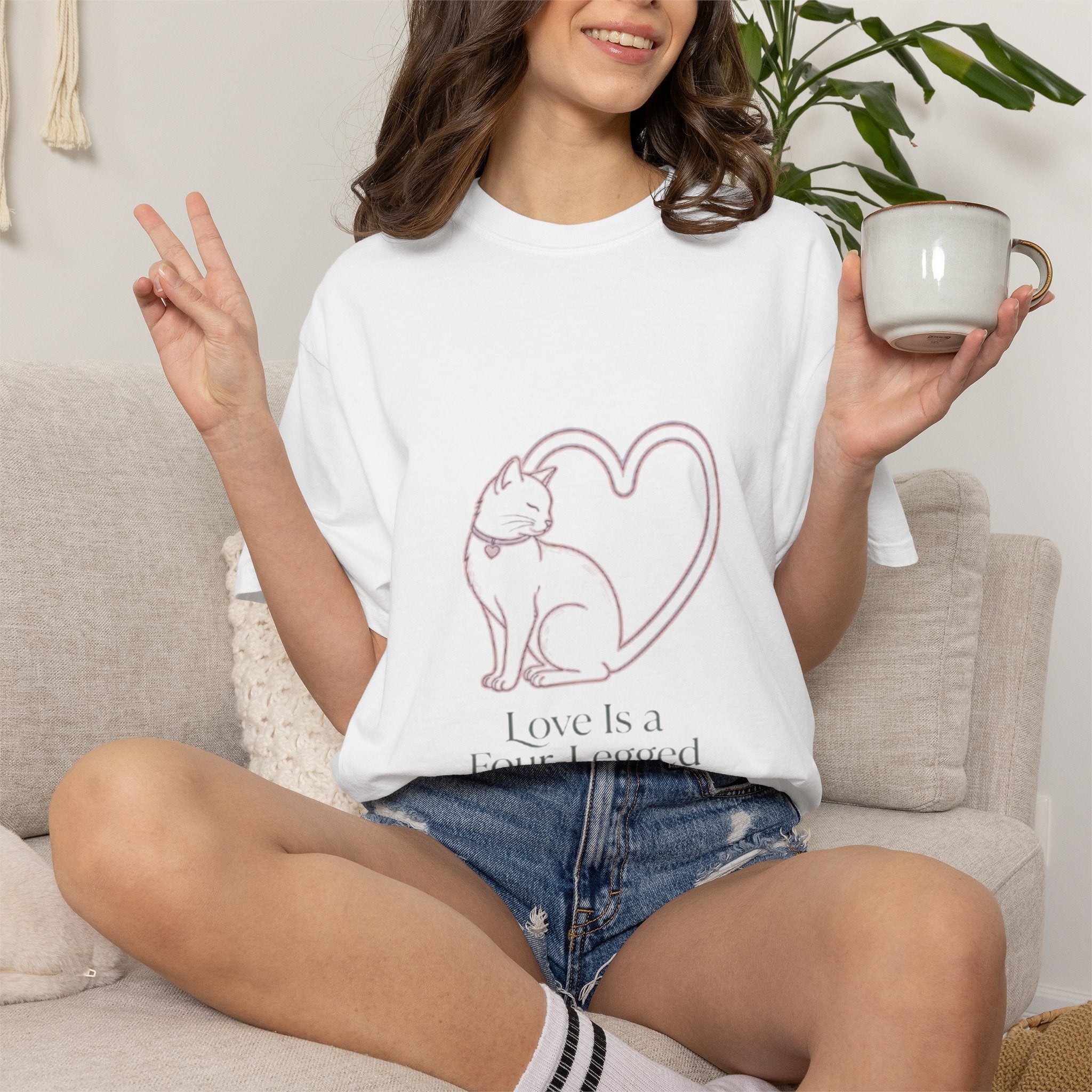 Cat Love T-Shirt — "Love Is a Four-Legged Word" Graphic Tee