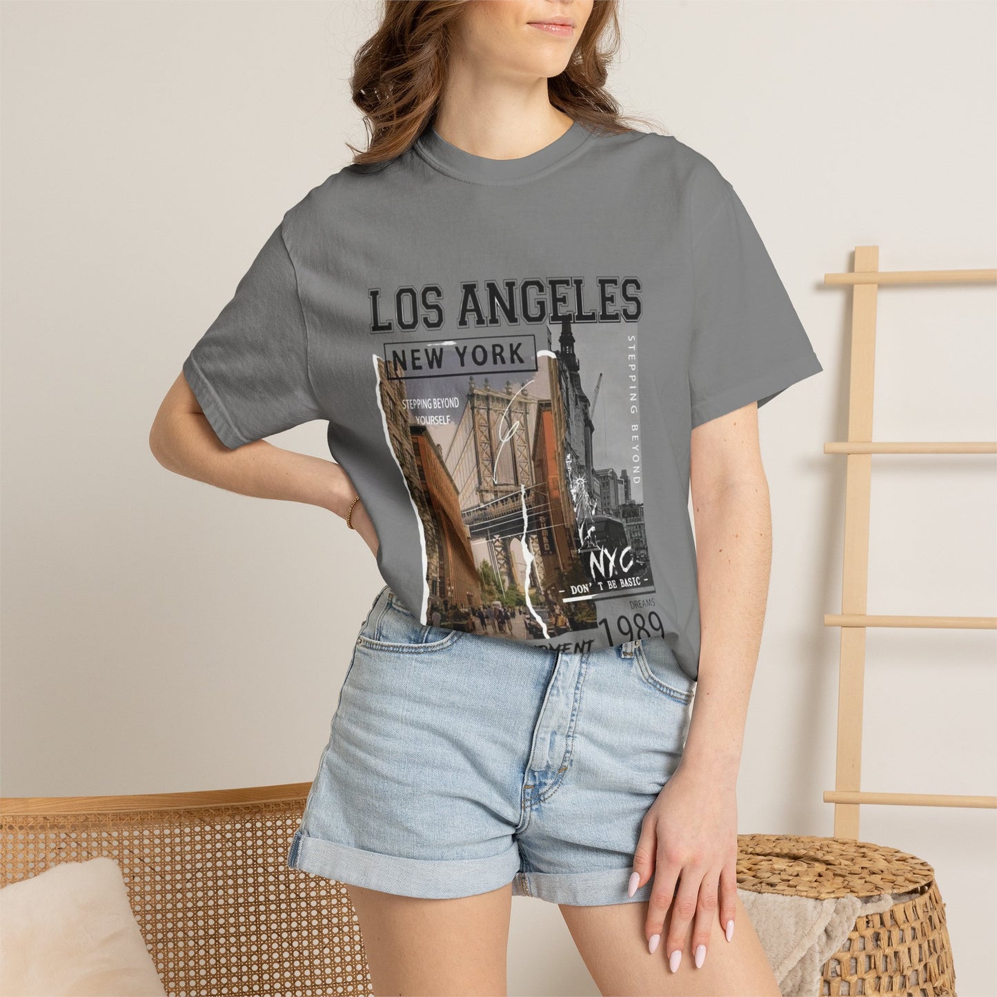 Los Angeles New York Vintage Photo Graphic T-Shirt — 'Enjoy the Moment' City Travel Tee