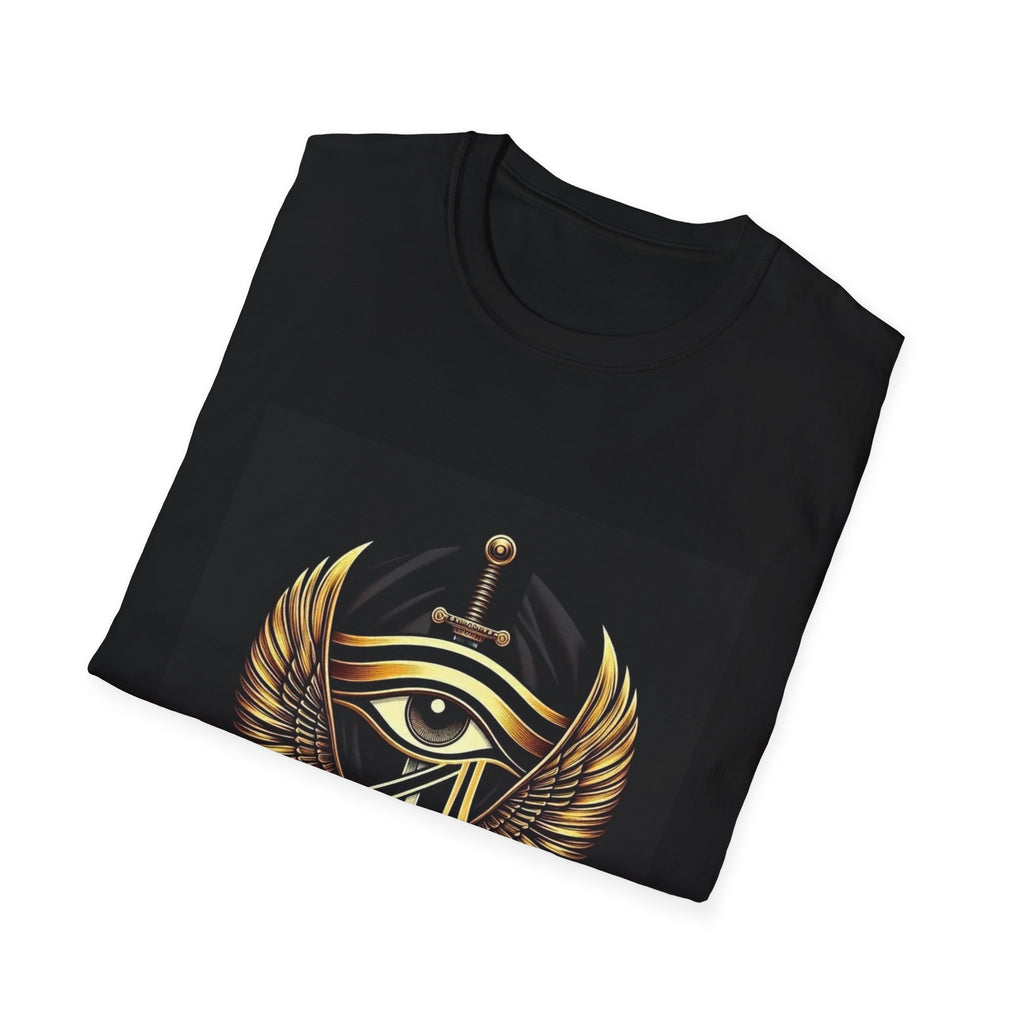 Eye of Horus Sword T-Shirt — Gold Winged Egyptian Symbol Tee