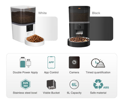 Adjustable Performance Pet Feeder with Video Camera for Remote Monitoring and Feeding
