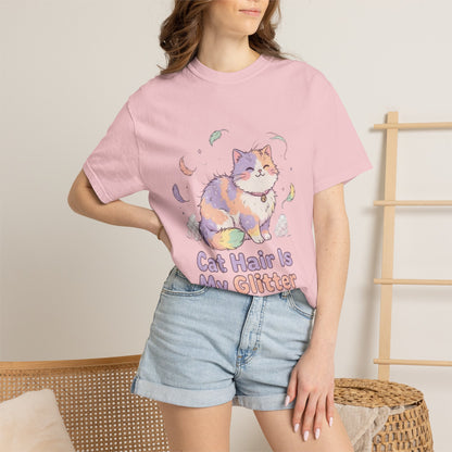 Cat Hair Is My Glitter T-Shirt — Cute Pastel Cat Graphic Tee for Cat Lovers