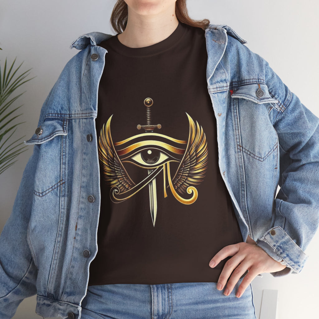 Eye of Horus Sword T‑Shirt — Egyptian Symbol Tee with Winged Eye Design