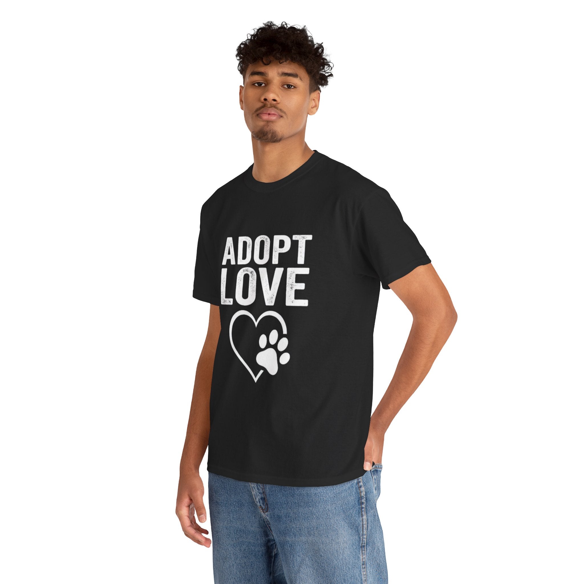 Adopt Love T-Shirt — Rescue Pet Paw Heart Tee for Animal Lovers