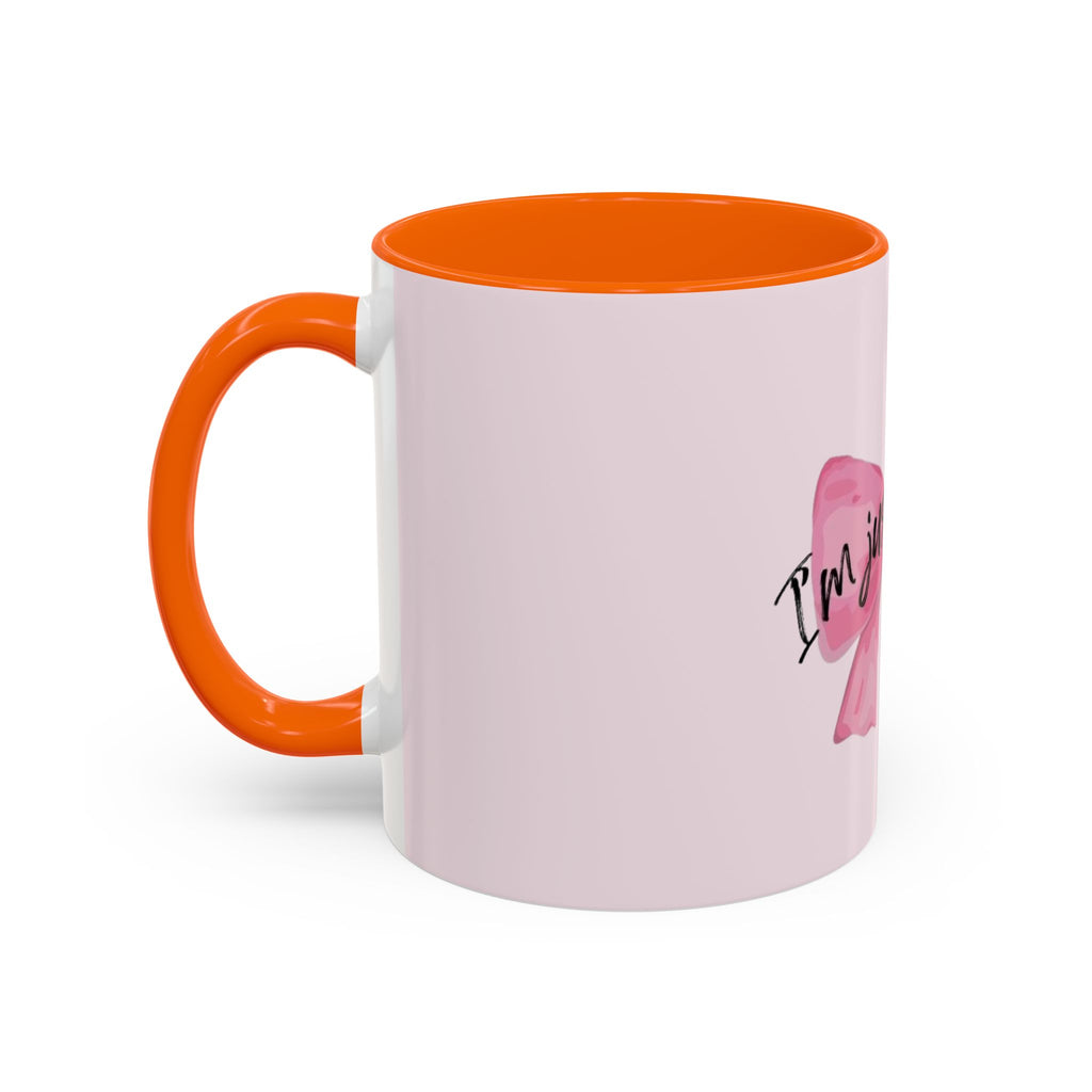 Pink Bow Accent Coffee Mug — "I'm Just a Girl" Cute Feminine Tea & Coffee Cup