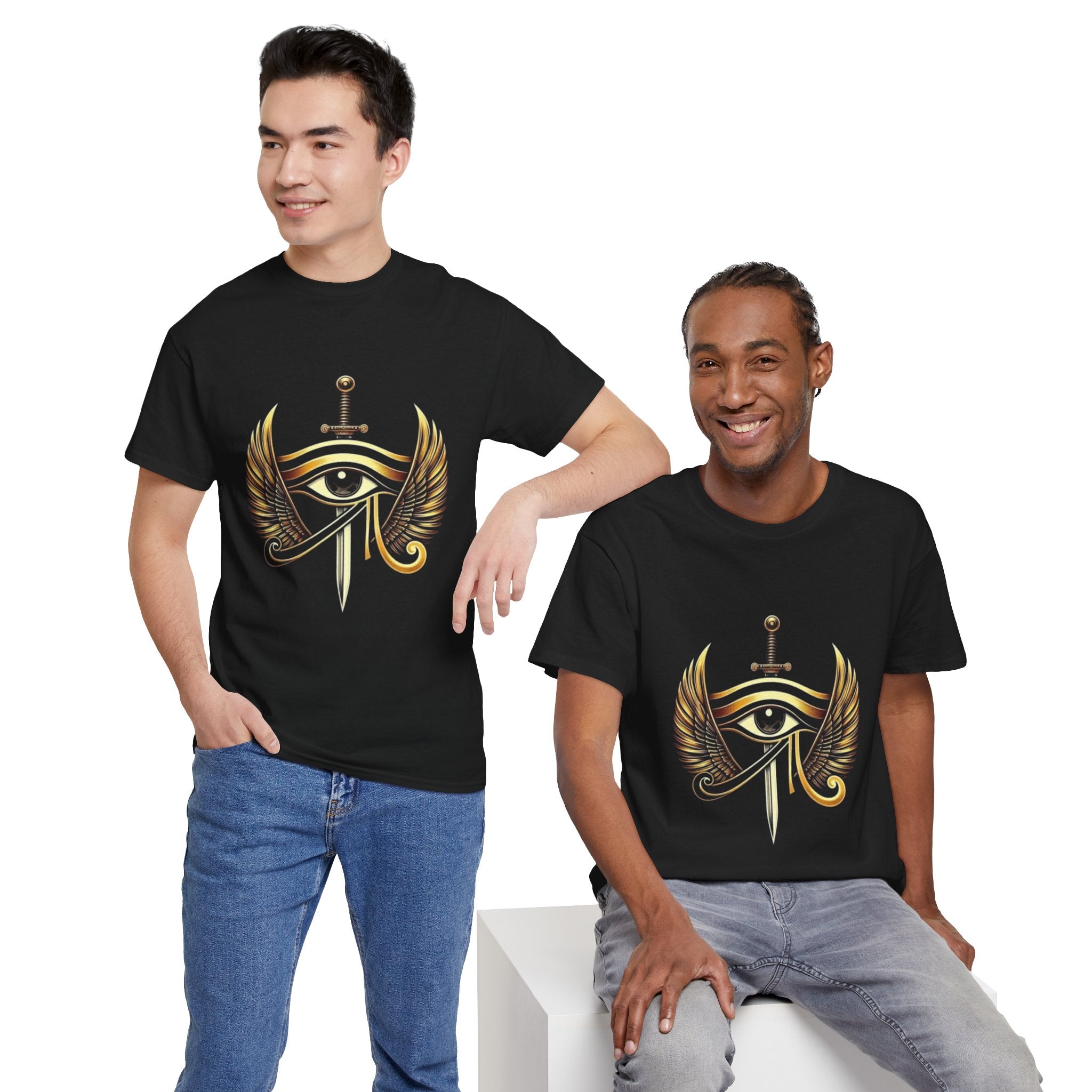 Eye of Horus Sword T‑Shirt — Egyptian Symbol Tee with Winged Eye Design